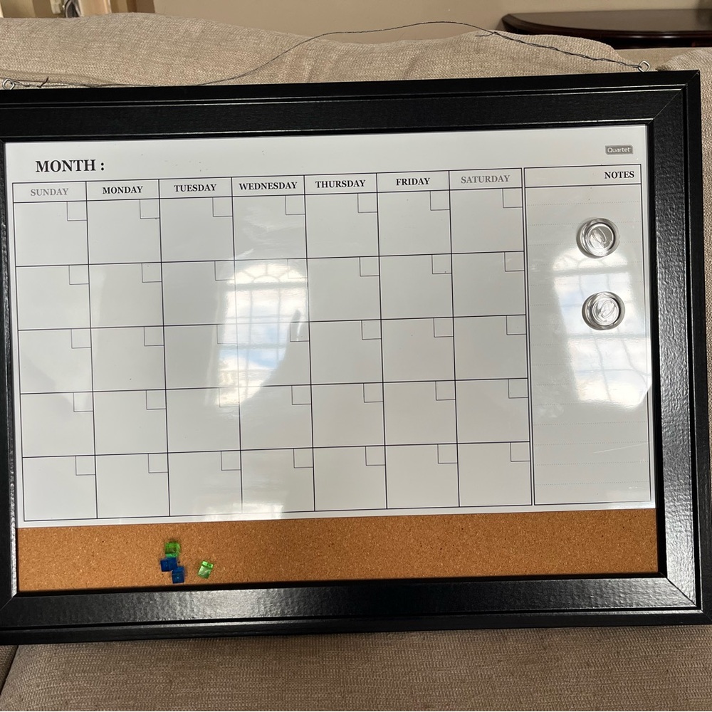 Black Framed Monthly Planner Board